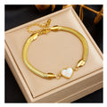 New Trendy Tarnish Free 18k Gold Plated 316L Stainless Steel Heart Pearl Snake Chain Bracelets for Women Jewelry