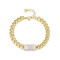 Fashion Jewelry Simple 18K Gold Thick Chain Bracelet Chain Personalized Stainless Steel White Shell Bracelet for Women