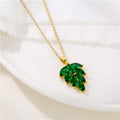 SC Minimalist Diamond Necklace Jewelry Green Leaves Zircon Pendant Necklace  Crystal Stainless Steel Dainty Necklace  for Women