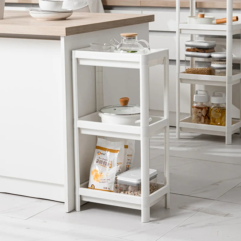 Custom Logo Bathroom Slim Food Trolley Cart Foldable Accessories Organizer Wheeled Slim Slide Out Kitchen Storage Rack Shelf
