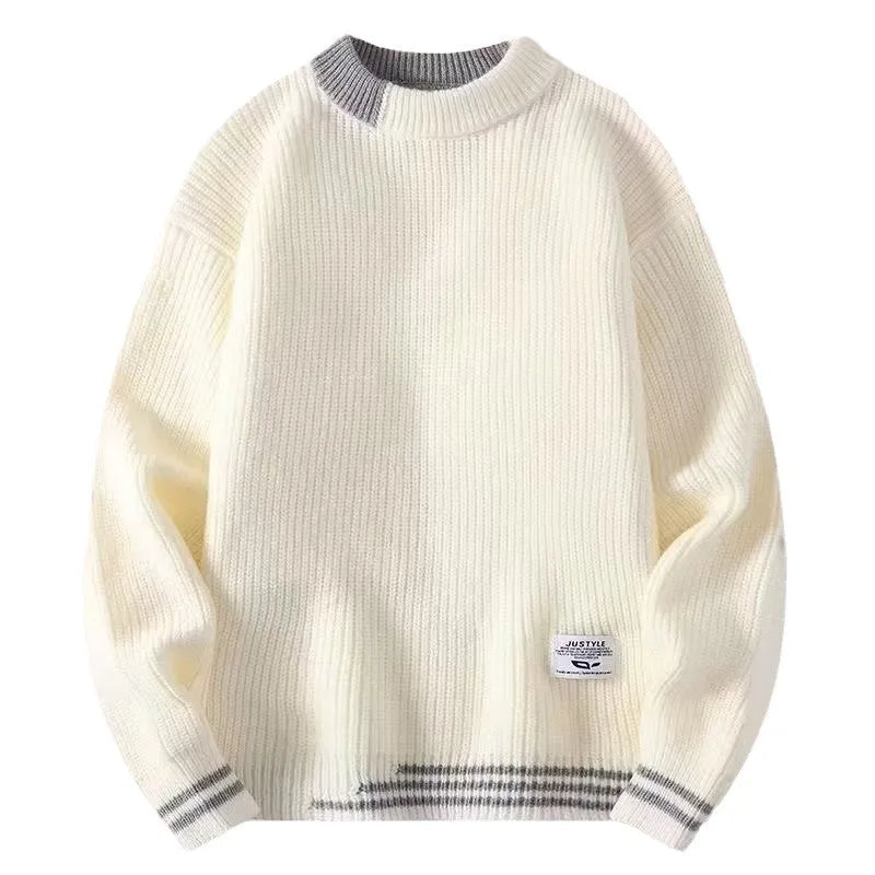 Men's New Trend Autumn and Winter Half-High Sweater Loose Bottoming Knitted Top Thickened Warm Pullover