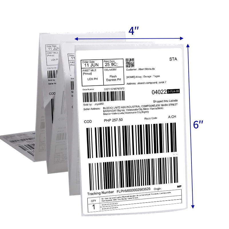 4" X 6" Self Adhesive Printer Direct Thermal Shipping Sticker for USPS FBA UPS