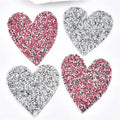 Hot Fix Sparkling Pink Silver Resin Rhinestone Heart Iron on Patches Heart Transfer Motifs Heart Applique for T-Shirt Clothing