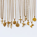 Trendy Medusa Rose Angel Wing Pendant Custom Jewelry Compass North Star Necklace Women 18k Gold Crucifix Cross Saint Necklace