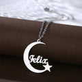 Personalised Moon Star Pendant Custom Name 18K Gold Plated Link Chain Necklaces for Women Classic Party Stainless Steel Jewelry