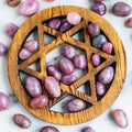 Wholesale High Quality Natural Healing Engraved Hand Carved Palm Lavender Rose Quartz Crystal Tumble Stone for Home Decoration