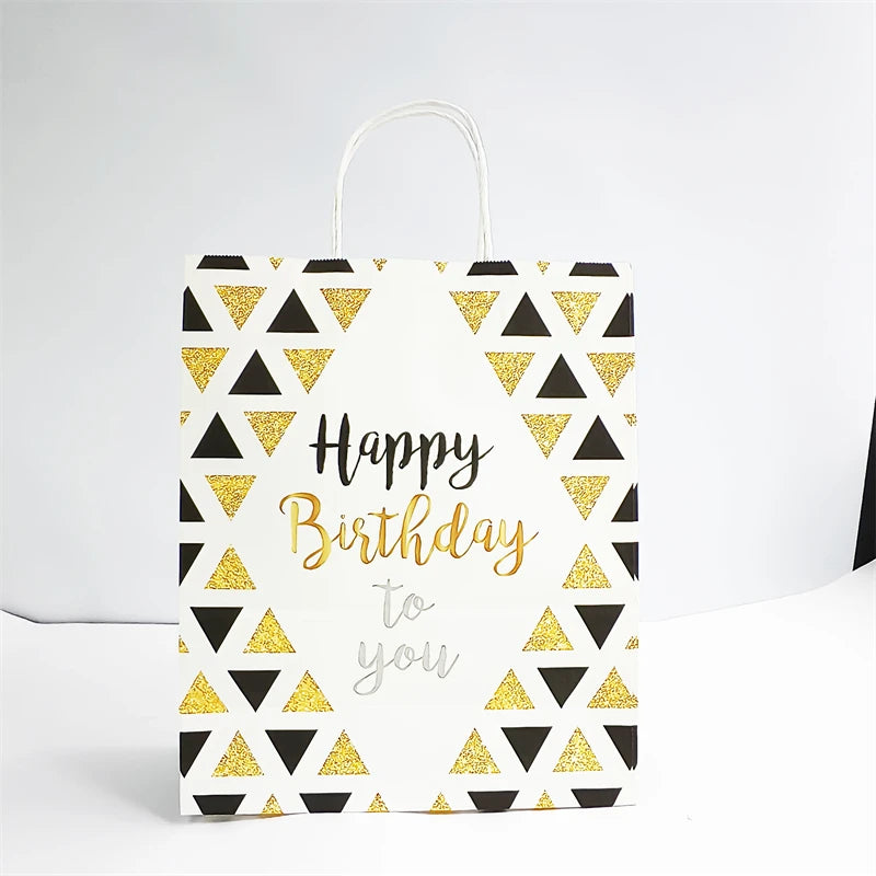 22*11*27cm White Kraft Paper Portable Gift Bags for Kid Party for Candy Chocolate Snack Wholesale Packaging for Crafts Candles
