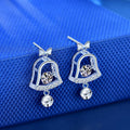 Hot Sale Fashion Fine Jewelry 925 Sterling Silver 0.5ct Mossianite Christmas Bell Designs Stud Earrings for Girls