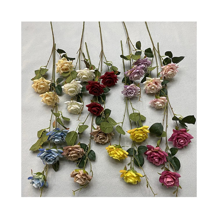 Artifical Flower Decoration 3-head Cappuccino Roses Cadburys Roses