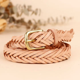 Hand-woven Belt Italian Top Layer Cowhide Ladies Belt Whole Piece of Original Cut Leather Woven Belt Women