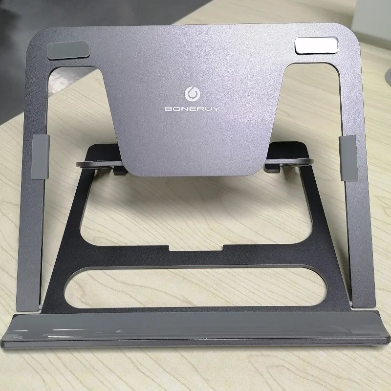 Boneruy Office Furniture Desktop Dark Grey Aluminum Alloy Laptop Support Foldable Portable 6-level Adjustable Modern Design