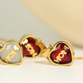 Fashion Mom Gift 18K Gold Plated 12 Month Heart Stainless Steel Birthday Color Zircon Necklace Jewelry for Women