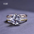 Silver 925 Original 3 Ct Round Brilliant Cut Pass Diamond Test D Color Moissanite Wedding Ring for Women Gold Color Fine Jewelry