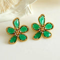 2022 Wholesale Customization Jewelry Exaggerated Crystal Flower Earrings 2022 New Trendy Fashion clear Gemstone Flower Earrings