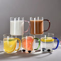 450ml Wholesale Round Mug Borosilicate Drinkware Glass Coffee Tea Water Cups with Colorful Handle