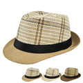 Jazz Hats Men Breathable Linen Top Hat Fedora Outdoor Sun Caps Curly Straw Hats for Chapeau Visor Cap