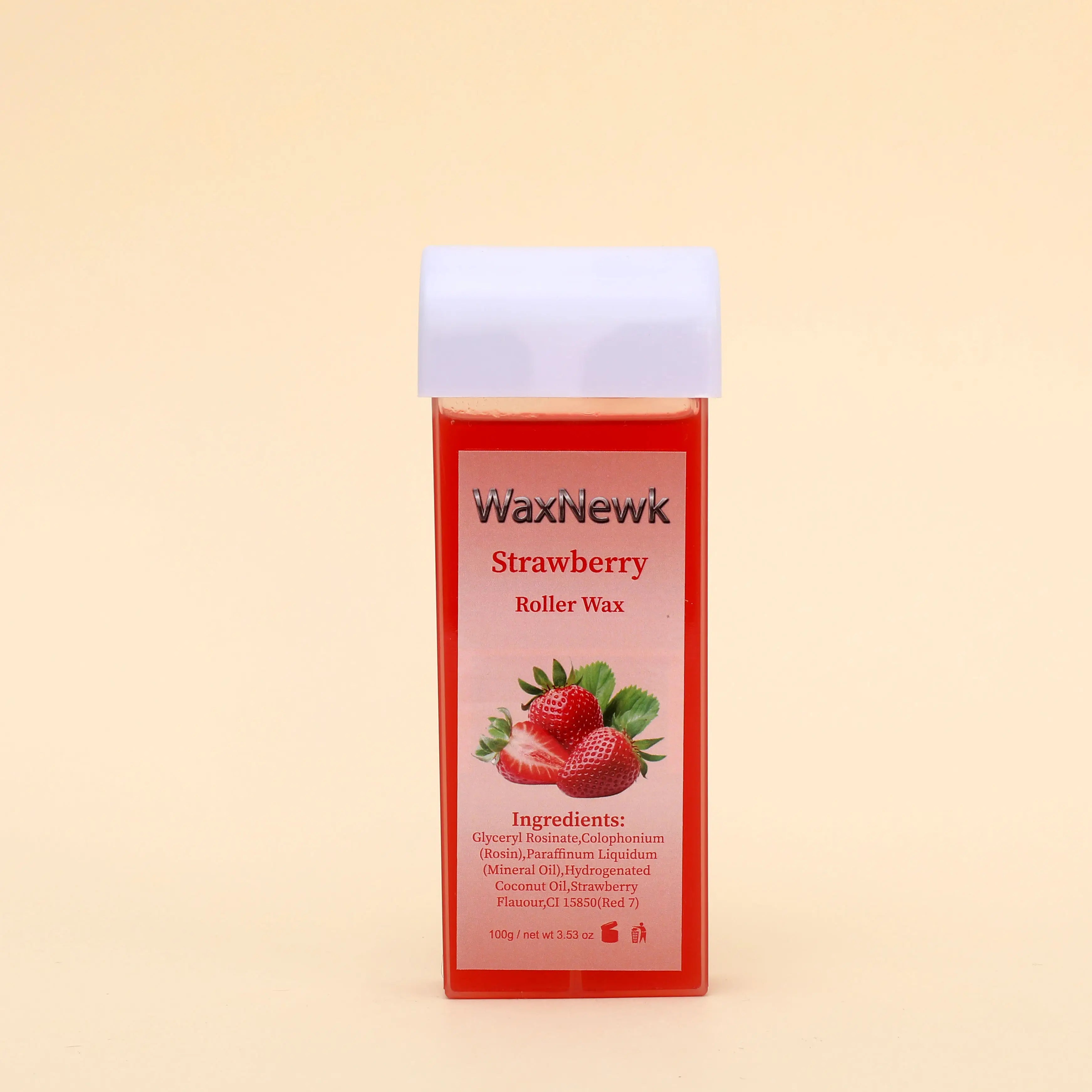 100g Strawberry Roll on Hot Depilatory Soft Wax Cartridge Hair Removal Liposoluble Warm Roller Wax