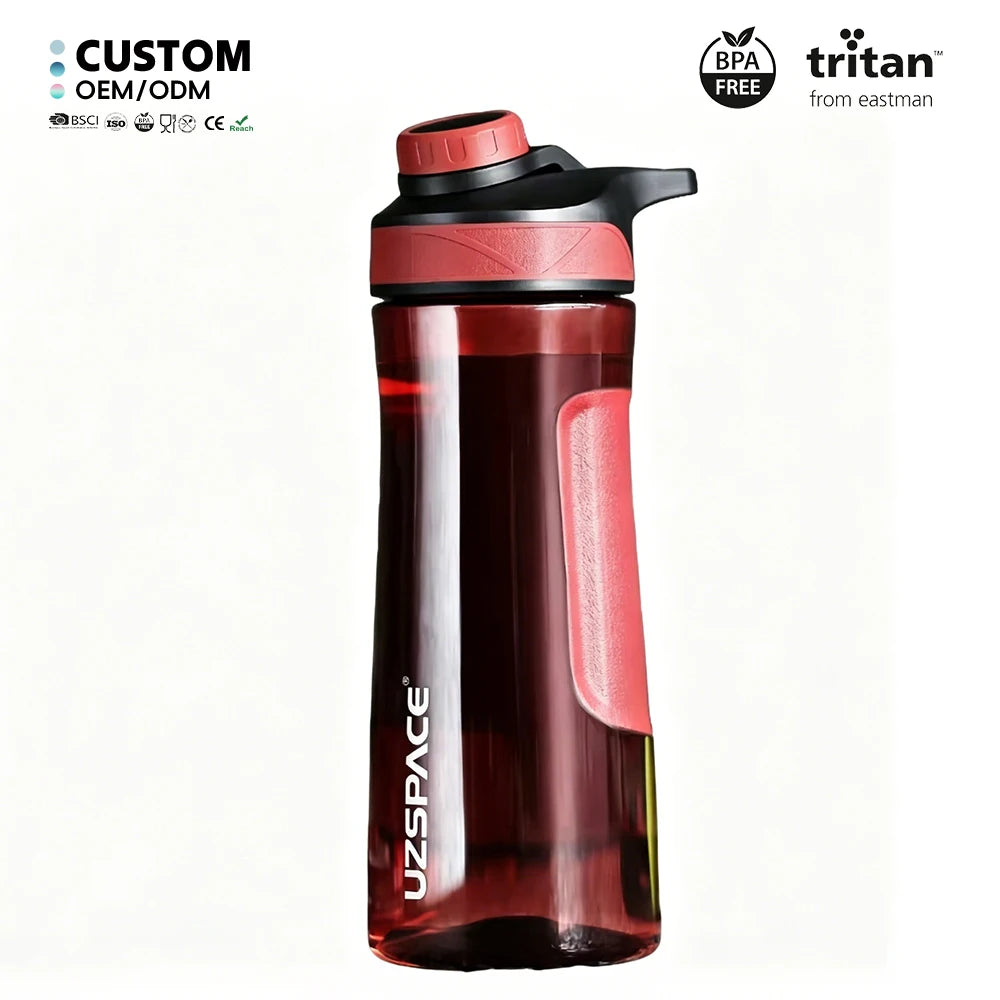 Tritan Material BPA-free Anti-slip Coated Sports Water Bottle with Handle Magnetic Screw-On Cap for Direct Drinking