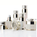 Customs logo Vertical Lines in Bottle Body Luxury champagne Acrylic Cosmetic Packing Bottle Cosmetic Lotion Airless Bottles
