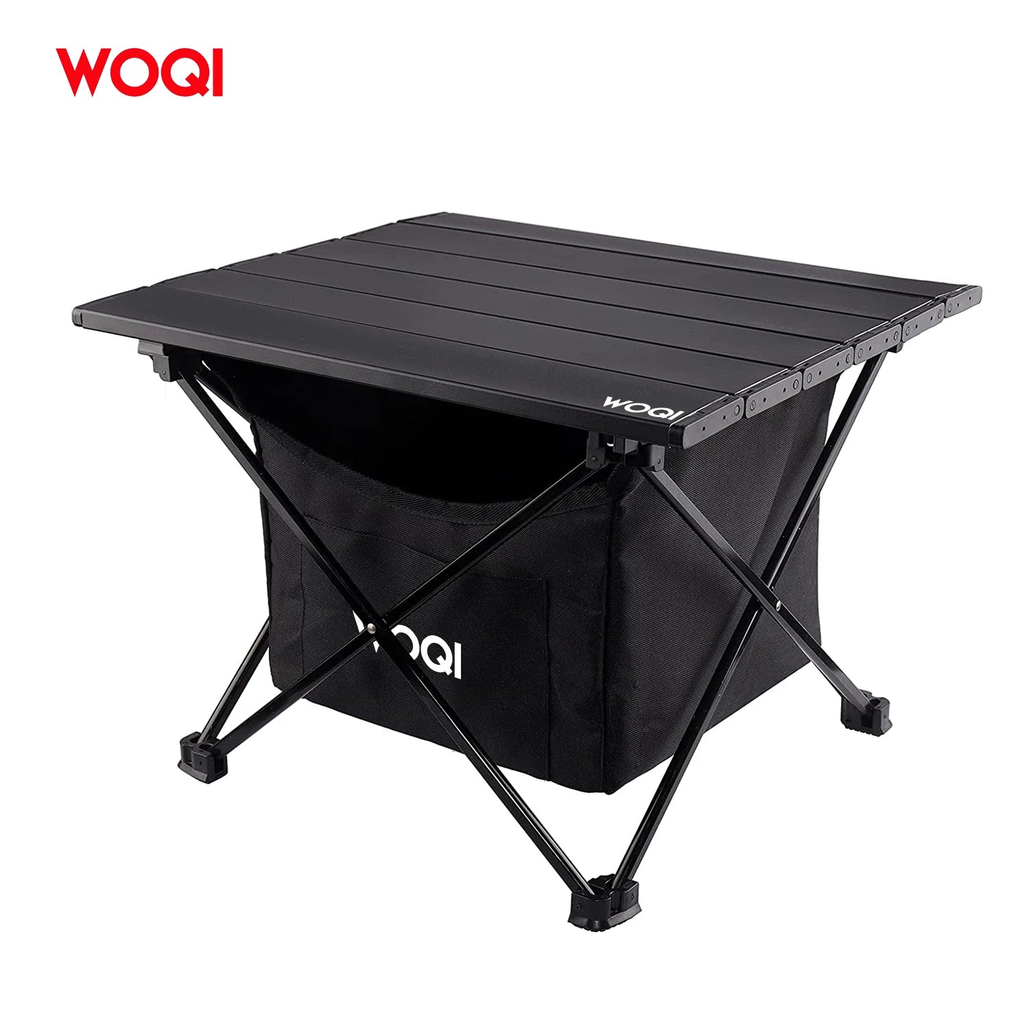 WOQI Portable Roll up Camping Table with Carrying Bag Lightweight Aluminum Foldable Tabletop for Outdoor Camp Cooking Picnic BBQ