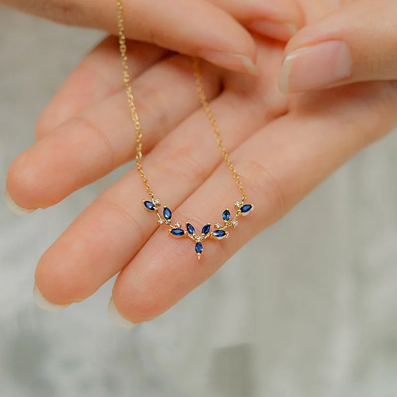 New Arrival INS Fashion Women's Necklace Pure 925 Sterling Silver Blue Zircon Deer Horns Pendant Trendy Jewelry for Weddings MegaBDM