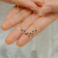 New Arrival INS Fashion Women's Necklace Pure 925 Sterling Silver Blue Zircon Deer Horns Pendant Trendy Jewelry for Weddings