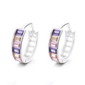 Colorful Hand Inlaid Small Zircon Sterling Silver Women's Earrings Hoop Huggies 925 Sterling Silver Earrings Womenswholesale