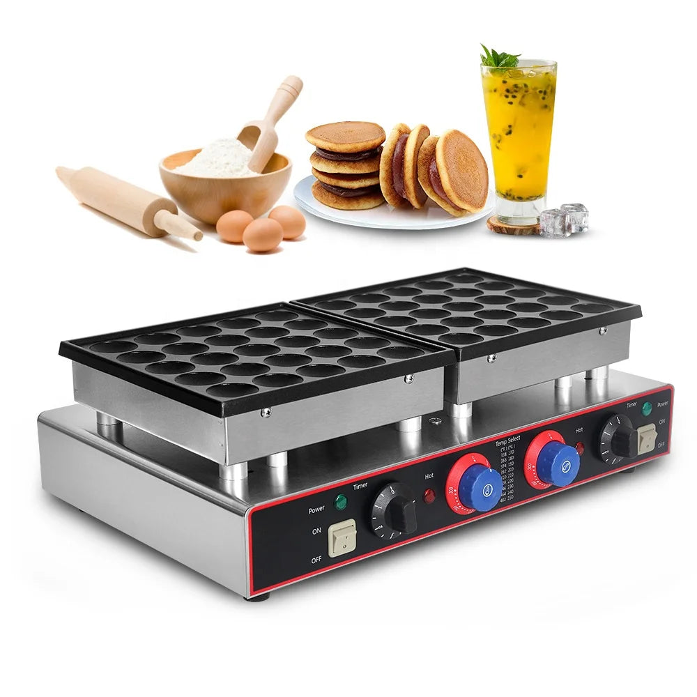 110V Mini Dutch Pancake Maker 50 Holes Non Stick Poffertjers Making Machine Commercial Mini Waffle Equipment Muffins Machine