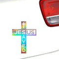 Jesus Saved Us Cross Vinyl Decal Sticker Car Window Door Laptop Bumper Decor Vinyl Sticker Gift Die Cut Decal Latop Window Glass