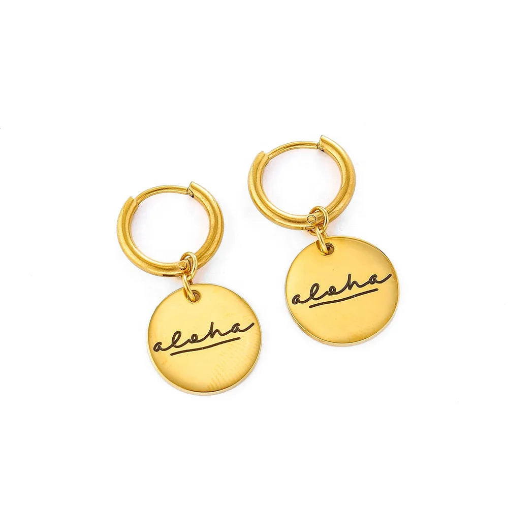 316L Stainless Steel Bohemia Style Drop Aloha Earrings Simple Hawaiian Style Fashionable Versatile Fit for Women