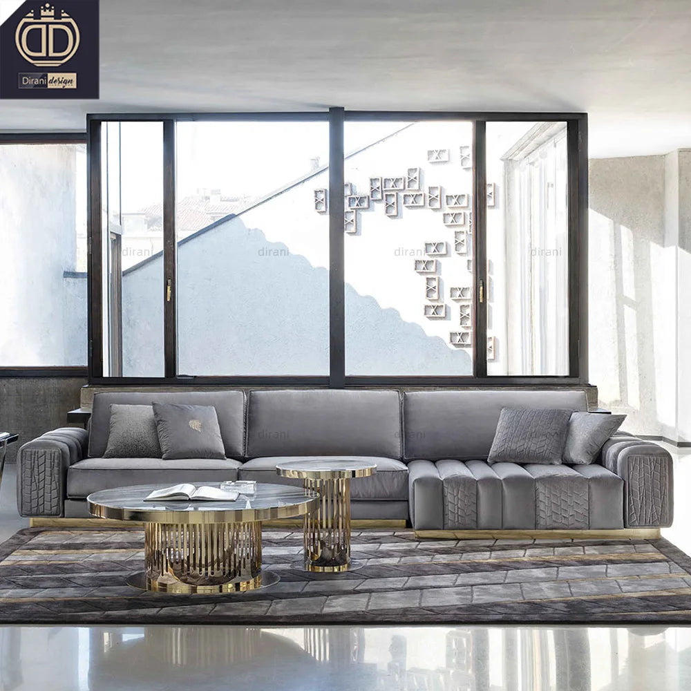 New Design Italian Genuine Leather Sectional Lounge Suite Sofa Set Modern Luxury Living Room Furniture Apartment Hotel Villa Use
