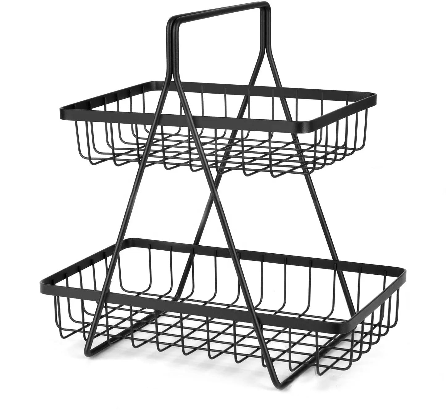 Double Tier European Style Countertop Metal Kitchen Fruit & Vegetable Storage Drainer Rack Eco-Friendly