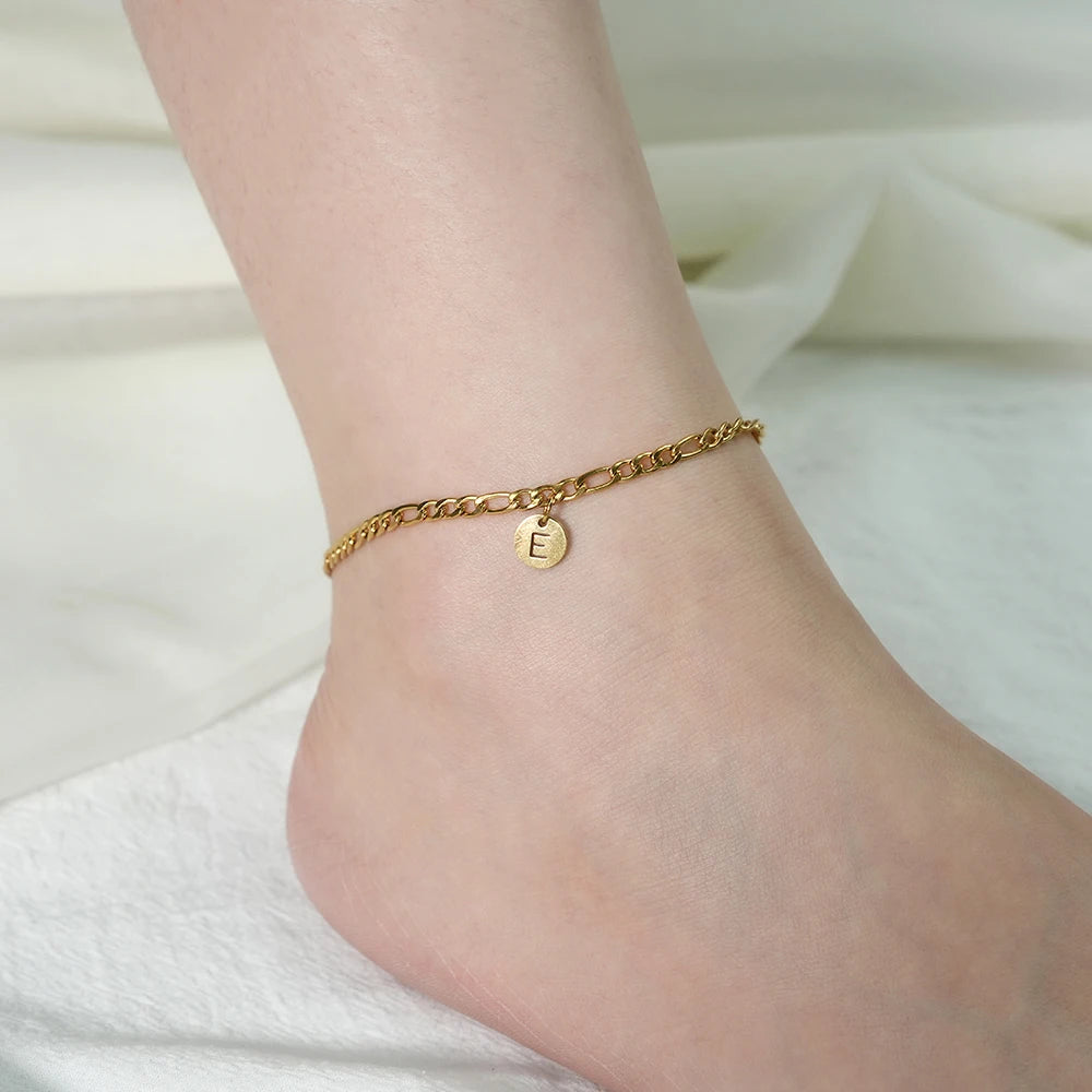 Foot Jewelry New Design Stainless Steel Anklet Chain 18K Gold Custom A-Z Letter Initial Anklets