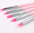 5pcs Plastic Handle  Silica Nail Dottiong Pen BRUSH Gel Brush Set