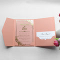 Gold Foil Clear Acrylic Invitations Wedding Tri Fold Paper Hardcover Invitation With RSVP Cards Envelope