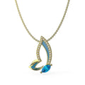 925 Sterling Silver Blue Cubic Zirconia Butterfly Pendants Necklace for Women for Parties and Gifts