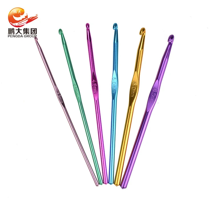 pink Knitting Needle Ergonomic Tulip Metal Stainless Steel 6pcs Crochet Hook Set