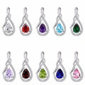 YILUN Rhodium Plated Water Drop Pendant Pear Cubic Zirconia Infinity Lover 925 Sterling Silver Pendants for Women