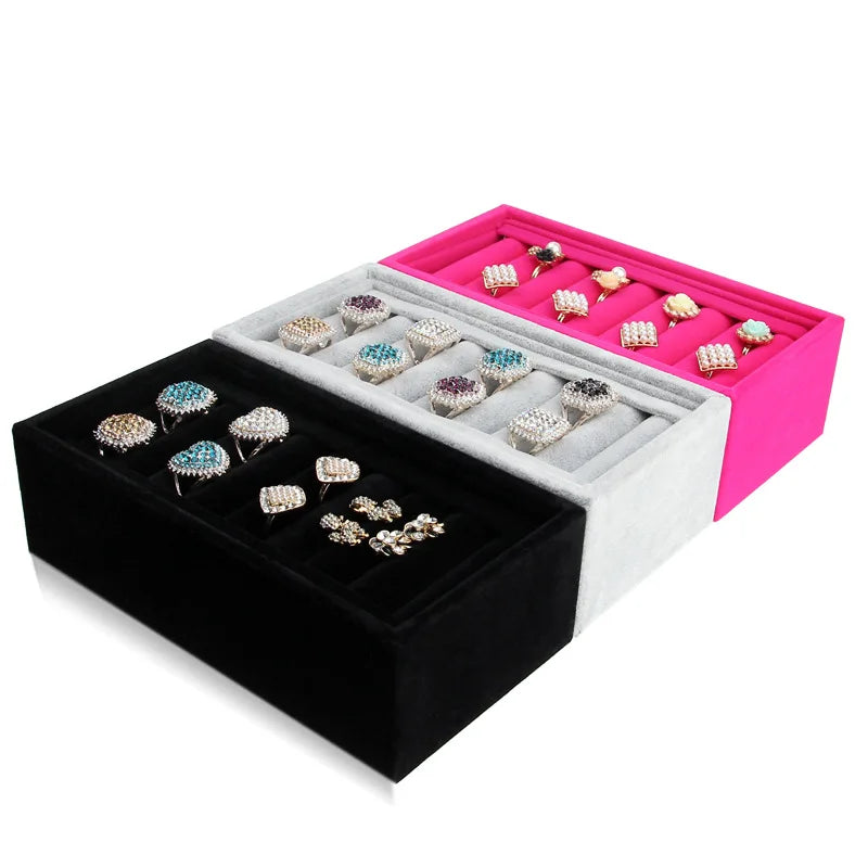 Small Flannelette Frame Tray Ear Ring Storage Box Jewelry Counter Display Props Wholesale