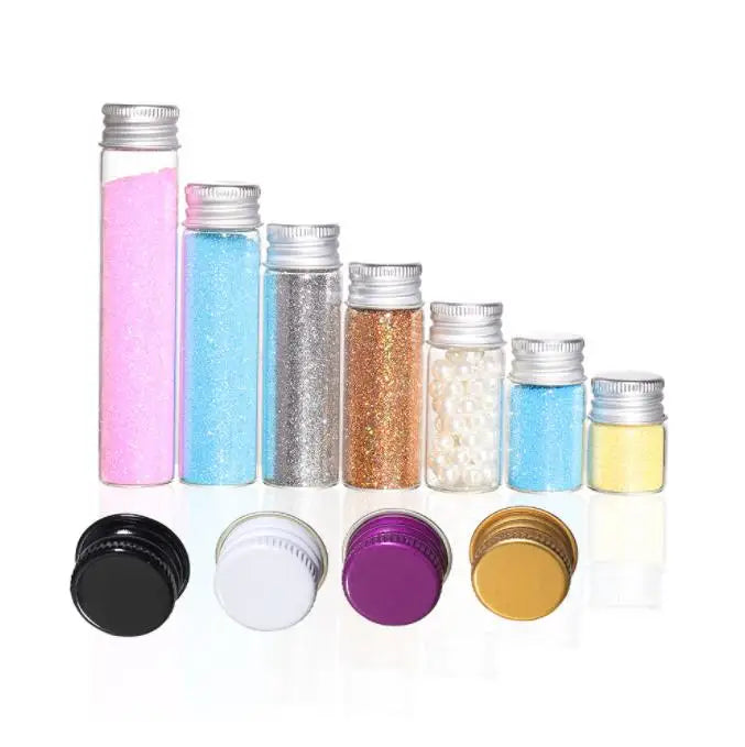 Transparent 5ml 7ml 10ml 14ml 18ml 20ml 26ml Empty Refillable Tube Storage Bottles Glass With Aluminum Silver Screw Cap