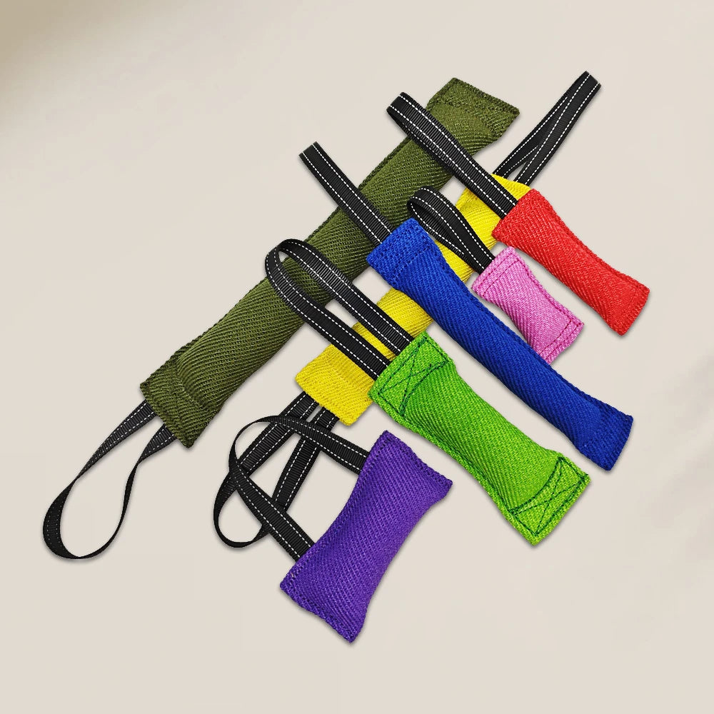 High Quality Yellow Cotton Pet Chew Stick with Black Nylon Handle for Pet Teething Relief Training
