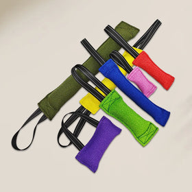 High Quality Yellow Cotton Pet Chew Stick with Black Nylon Handle for Pet Teething Relief Training