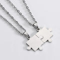 Customizable Couple's Stainless Steel Pendant with 18K Gold Plating Trendy Jigsaw Puzzle Charm Necklace Link Chain Engraved Name