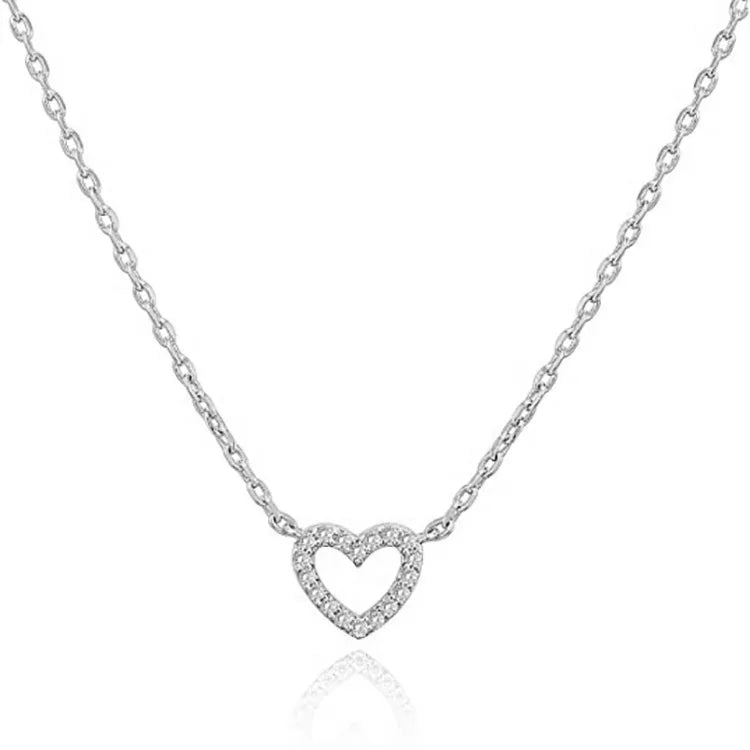 14K Gold Plated Cubic Zirconia Heart Necklace Cute Dainty Love Pendant Necklaces for Women