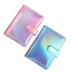 A6 Holographic 6 Ring Cash Envelope Savings Organizer Planner Cover Rainbow Pu Leather A5 Budget Saving Binder