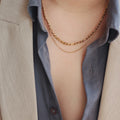 Double Figaro Chain Layered Stainless Steel  Necklace 18K Gold Plated Tarnish Free  Waterproof Jewelry