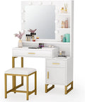 Free Delivery White Dresser Makeup Vanity Table Japanese Fancy Portable Metal Dressing Table with Lights Around Mirror