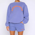 F230464 Saier Hot Sale Ladies Solid Color Hoodie Sets Winter Autumn Fashion Long Sleeve Pullover Sweatshirt Loose Shorts Set