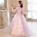 OEM ODM New Violet Flower Fairy Mori Design Children's Formal Poncho Princess Dress Girls' Party Elegant Summer Lace Floral Ball