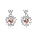 Fine Jewelry 925 Sterling Silver Heart Shape Gemstone Diamond Stud Earrings for Women